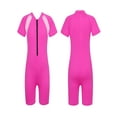thumbnail image 1 of Alvivi Girls One-piece Rash Guard Zippered Shorty Wetsuit Swimsuit Short Sleeves Swimwear 8-16, 1 of 7