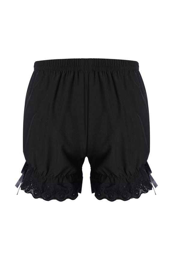 Girls' Ruffle Lace Bloomer Shorts Safety Underskirt Undershorts Elastic Waist Pumpkin Pants Black 2-3