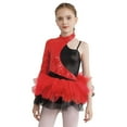 thumbnail image 1 of Alvivi Girls Sequin Asymmetrical Sleeve Ballet Leotard Dress Lyrical Latin Modern Samba Performance Costume Red 14, 1 of 7