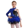 thumbnail image 1 of Alvivi Girls Sequin Asymmetrical Sleeve Ballet Leotard Dress Lyrical Latin Modern Samba Performance Costume Royal Blue 6, 1 of 7