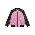 thumbnail image 1 of Alvivi Girls Shiny Sequins Jacket Kids Stylish Lightweight Flight Jacket Zip Up Bomber Jacket Coat Outwear Fashion Streetwear Pink 12, 1 of 6