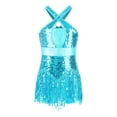 thumbnail image 1 of Alvivi Girls Sparkle Latin Dance Fringe Dress Kids Ballet Jazz Chacha Tango Rumba Dancewear Sky Blue 16, 1 of 5