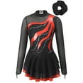 thumbnail image 1 of Alvivi Girls Sparkly Figure Skating Dance Dress Long Sleeve Tutu Skirted Leotard with Hair Band Red 10, 1 of 7