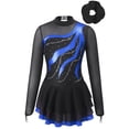 thumbnail image 1 of Alvivi Girls Sparkly Figure Skating Dance Dress Long Sleeve Tutu Skirted Leotard with Hair Band Royal Blue 6, 1 of 7