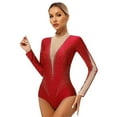 thumbnail image 1 of Alvivi Gymnastics Leotard For Women Rhinestone Ballet Dance Long Sleeve Bodysuit Acrobatics Uniform Red L, 1 of 7