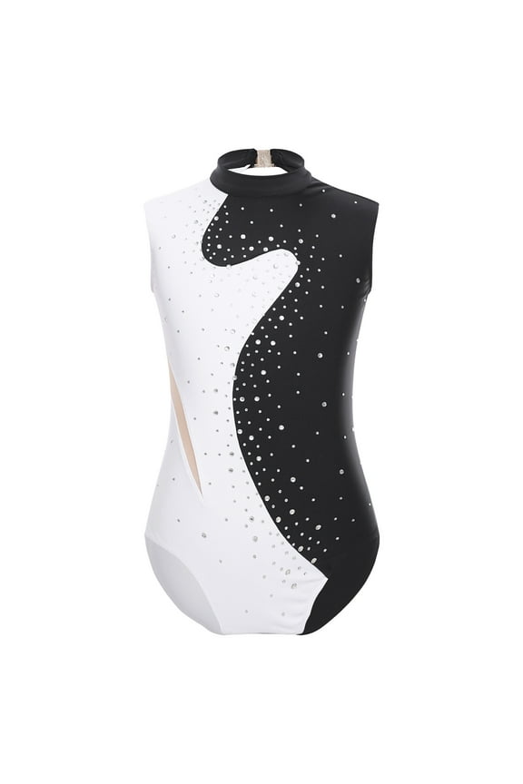 Gymnastics Leotard for Girls Ballet Tank Unitard One Piece Sparkly Figure Skating Jumpsuit Black 8