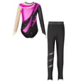 thumbnail image 1 of Alvivi Gymnastics Leotards for Girls Long Sleeve Mesh Splice Ballet Bodysuit with Legging Activewear Hot Pink 14, 1 of 5