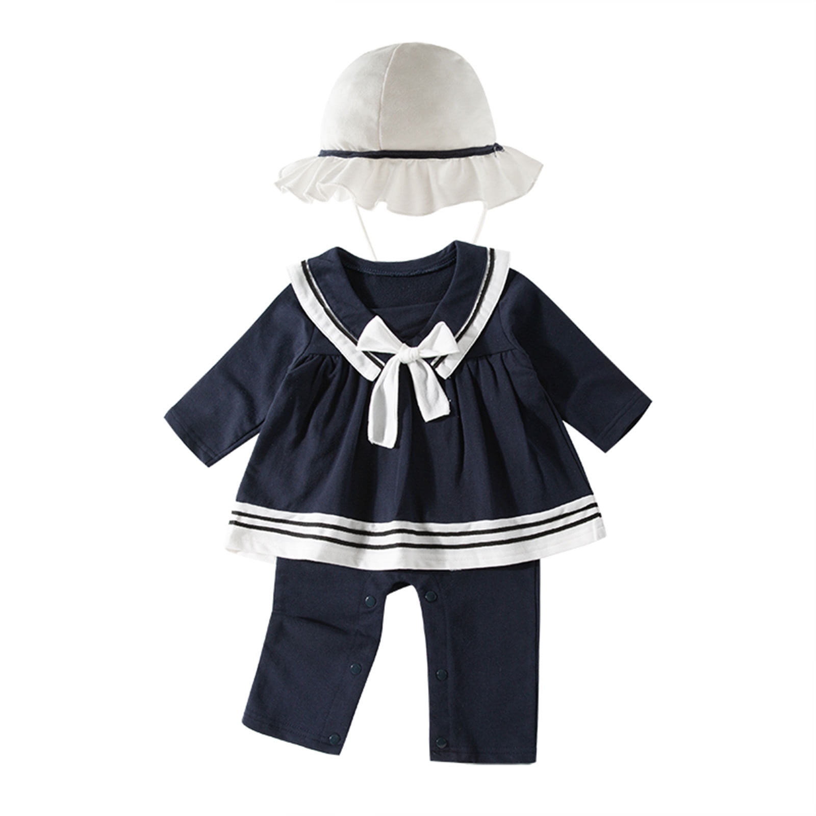 Alvivi Infant Baby Girls Sailor Navy Romper Outfit with Hat 3M 12M Walmart
