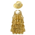 thumbnail image 1 of Alvivi Jazz Dance Dress for Kids Girls Sequin Tap Latin Dance Leotard Performance Costume and Hat Gold 10, 1 of 5