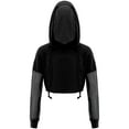 thumbnail image 1 of Alvivi Junior Girls Jazz Hip Hop Dance Performance Costume Drawstring Hooded Crop Top Sweatshirt Black 14, 1 of 5