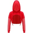 thumbnail image 1 of Alvivi Junior Girls Jazz Hip Hop Dance Performance Costume Drawstring Hooded Crop Top Sweatshirt Red 8, 1 of 7