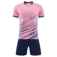 thumbnail image 1 of Alvivi Kids Boy's Soccer Jersey Football Training Suit Quick Drying Sports Tee Shirt and Shorts Set Pink 10-11, 1 of 7