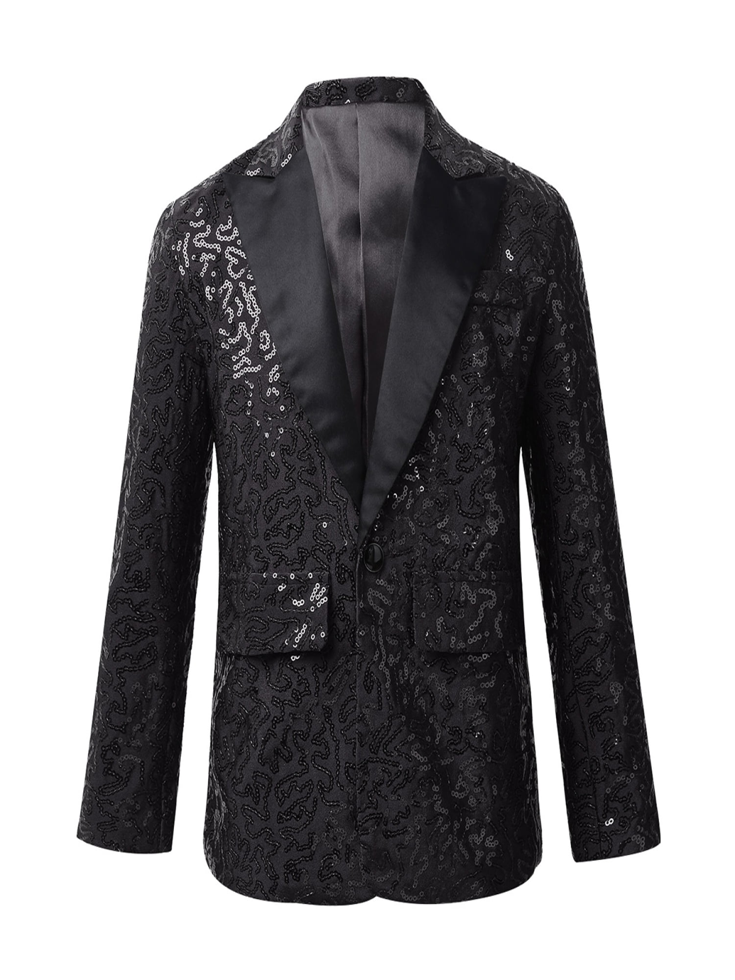 Alvivi Kids Boys Blazer Jacket Sparking Sequin One Button Dress Suit ...