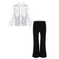 thumbnail image 1 of Alvivi Kids Boys Disco Choir Latin Jazz Dance Outfit Sparkle Shirt Blouse Tops with Flared Pants Set White 14, 1 of 5