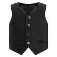thumbnail image 1 of Alvivi Kids Boys Gentleman Vest V Neck Button Down Pointed Hem Birthday Party Suit Waistcoat Black 16, 1 of 6