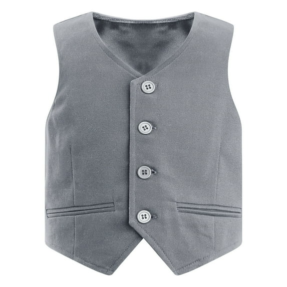Alvivi Kids Boys Gentleman Vest V Neck Button Down Pointed Hem Birthday Party Suit Waistcoat Gray 14