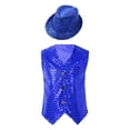 thumbnail image 1 of Alvivi Kids Boys Girls Sequined Shirt Vest for Hip-Hop Street Dance Performance Waistcoat with Hat Blue 12-24 Months, 1 of 7