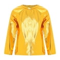 thumbnail image 1 of Alvivi Kids Boys Girls Shiny Metallic Hip Hop Dance T-Shirt Long Sleeve Shirts Tee Dancewear Gold 11-12, 1 of 6