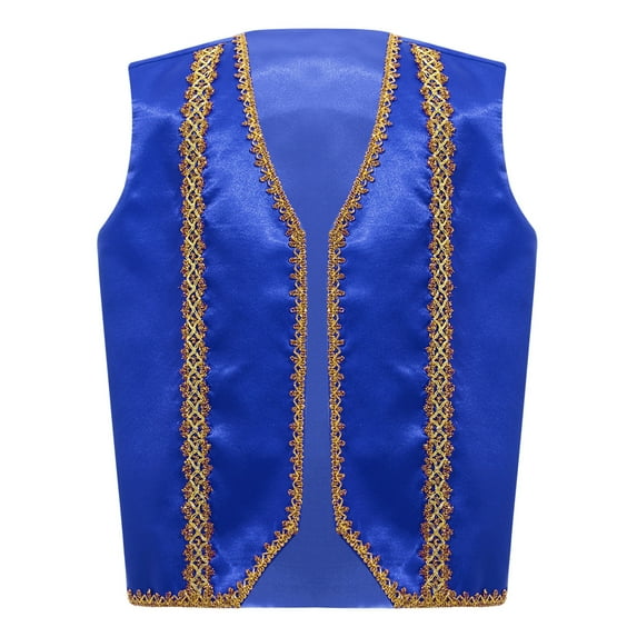 Alvivi Kids Boys Girls Steampunk Gothic Victorian Vest Halloween Cosplay Costume Jacket Waistcoat Royal Blue 8