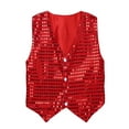 thumbnail image 1 of Alvivi Kids Boys Glittery Sequined Vest Hip-hop Jazz Dance Waistcoat Tops 7-14 A Red 9-10, 1 of 5