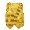 thumbnail image 1 of Alvivi Kids Boys Glittery Sequined Vest Hip-hop Jazz Dance Waistcoat Tops 7-14 Gold 9-10, 1 of 5