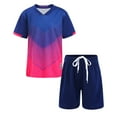 thumbnail image 1 of Alvivi Kids Boys Gradient Print Basketball Football Sweatsuit Short Sleeve Shirts with Drawstring Shorts Set Royal Blue 5-6, 1 of 7