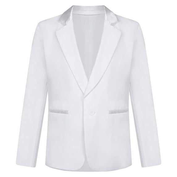 Alvivi Kids Boys Long Sleeve Gentleman Jacket Button Down Notch Lapel Wedding Party Formal Blazer White 14