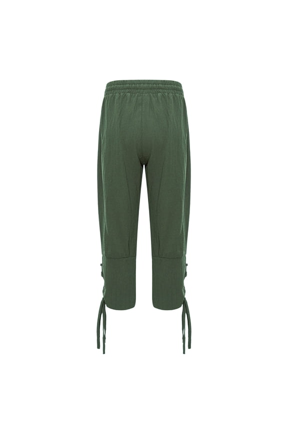 Kids Boys Medieval Renaissance Retro Pirate Pants Ankle Banded Viking Trousers Halloween Costume Green 140/145