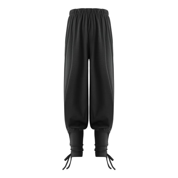Alvivi Kids Boys Medieval Renaissance Viking Steampunk Pants Halloween Cosplay Lace Up Loose Fit Trouser Black 2-4