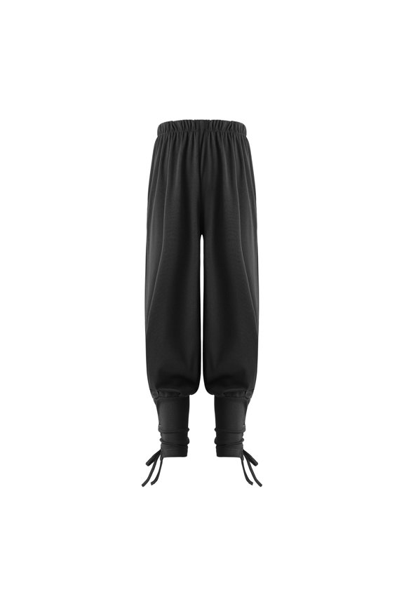 Kids Boys Medieval Renaissance Viking Steampunk Pants Halloween Cosplay Lace Up Loose Fit Trouser Black 2-4