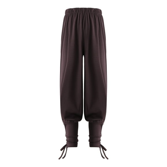 Alvivi Kids Boys Medieval Renaissance Viking Steampunk Pants Halloween Cosplay Lace Up Loose Fit Trouser Brown 10-12