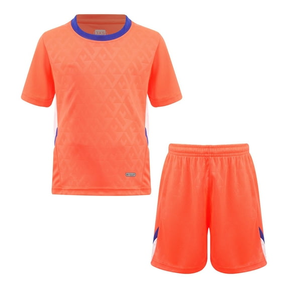 Alvivi Kids Boys Quick-Drying Soccer Training Tracksuit Short Sleeve T-Shirt with Shorts Sport Outfits Orange 11-12