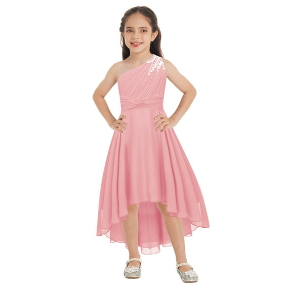 Alvivi Kids Flower Girl Dress Bridesmaid Elegant Long Dresses Wedding Party Gown A Pink 16