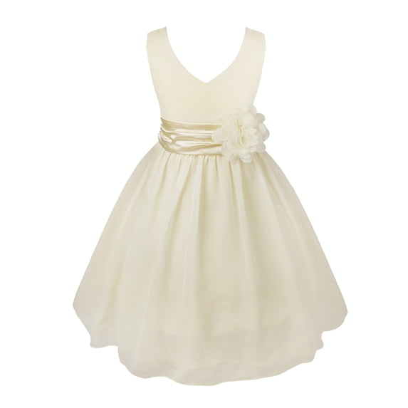 Alvivi Kids Flower Girls Elegant Sleeveless V-Neck Wedding Bridesmaid Flower Dress Formal Ball Gown Cream 12