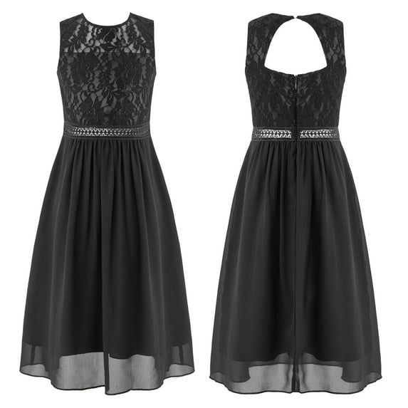 Alvivi Kids Flower Girls Sleeveless Lace Chiffon Junior Bridesmaid Dress 4-14