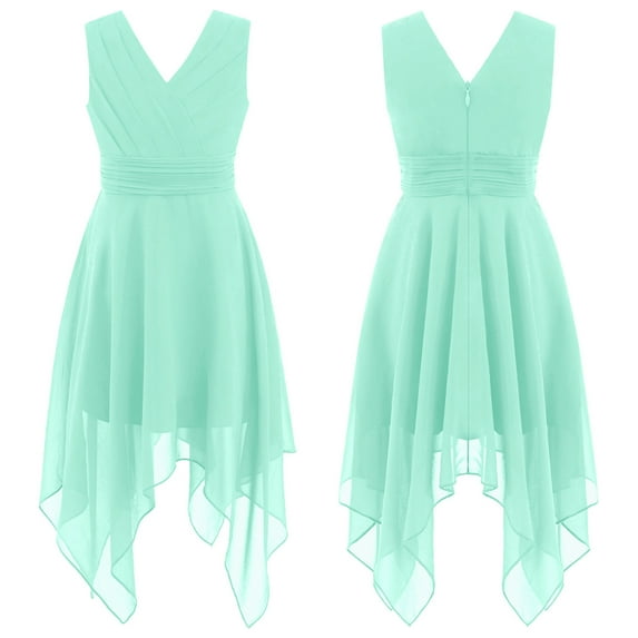 Alvivi Kids Flower Girls V Neck Sleeveless Formal Dress Wedding Bridesmaid Gown 6-16