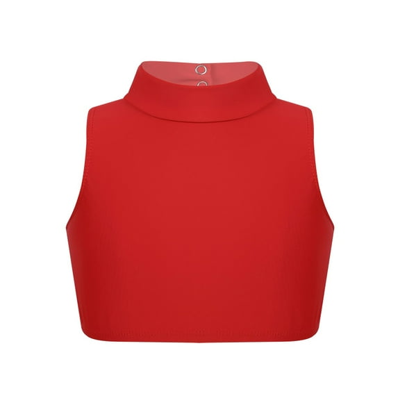 Alvivi Kids Girl Sleeveless Mock Neck Crop Top Cirss Cross Back Sport Tops T Shirt Modern Dance Jazz Dance Tops Red 12