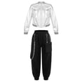 thumbnail image 1 of Alvivi Kids Girls 2 Piece Hip Hop Dance Outfits Long Sleeve  Jacket with Cargo Pants Tracksuits Set Silver&Black 8, 1 of 7
