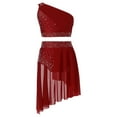 thumbnail image 1 of Alvivi Kids Girls 2 Piece Lyrical Dance Costume Modern Contemporary Dance Crop Top and Skirt Outfits Burgundy 16, 1 of 7