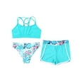 thumbnail image 1 of Alvivi Kids Girls 3 Pcs Athletic Tankini Bikini Top with Brief Swim Boardshorts Swimsuit Bathing Suit Leaf 6, 1 of 7