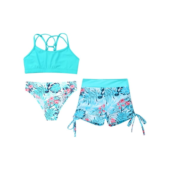 QUGRL Girls Two-Piece Tankini Swimwear Set - Sizes 3T-12T, Polyester/Spandex, Adjustable Straps
