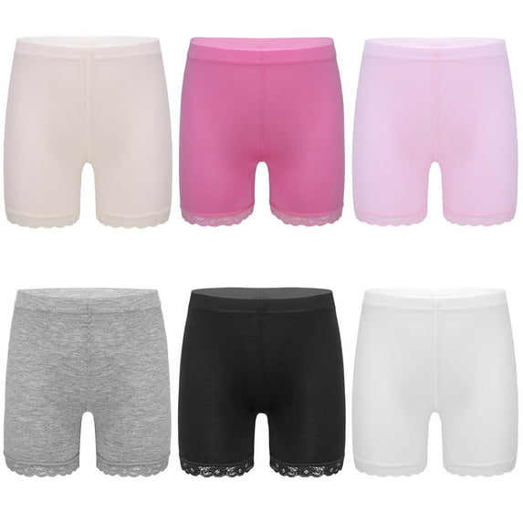 Alvivi Kids Girls 4 Pack Dance Shorts Cotton Safety Short Stretchy Under Dress Black&White&Grey&Pink&Hot Pink&Nude 13-14