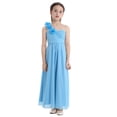 thumbnail image 1 of Alvivi Kids Girls A-Line Chiffon One Shoulder Flower Girl Dress Junior Bridesmaid Wedding Party Pageant Prom Dresses Sky Blue 12, 1 of 7