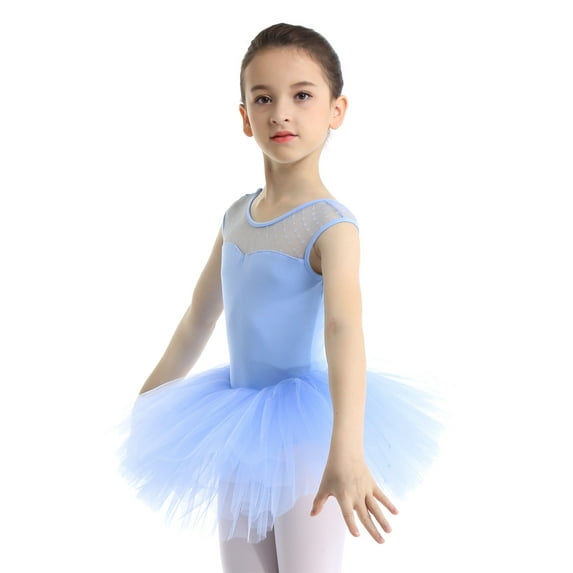 Alvivi Kids Girls Ballet Tutu Dress Dance Leotard Outfit Ballerina Princess Skirted Dancewear Performance Costume Light Blue 12