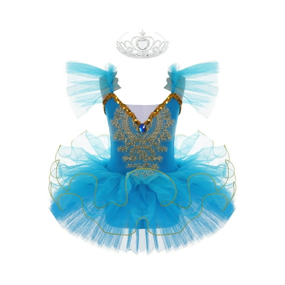 Alvivi Kids Girls Ballet Tutu Mesh Dance Dress Ballerina Performance Dancewear