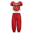 thumbnail image 1 of Alvivi Kids Girls Belly Dance Outfits Sequin Tassels Crop Top with Bloomers Pants Fancy Dress Up Red 2Pcs/Set 9-12, 1 of 7