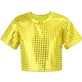 thumbnail image 1 of Alvivi Kids Girls Boys Hip-hop Jazz Dance Crop Top Shiny Sequins T-Shirt Costume, 1 of 7
