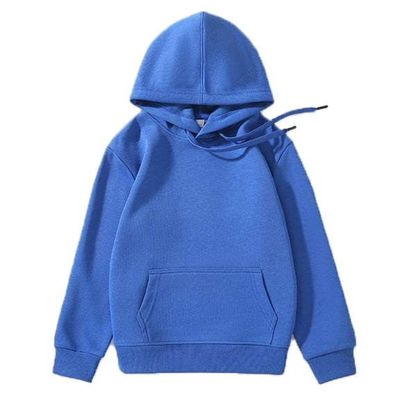 Alvivi Kids Girls Boys Hoodies Long Sleeve Drawstring Pullover Hooded Sweatshirt with Pocket Blue 9-10