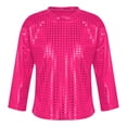 thumbnail image 1 of Alvivi Kids Girls Boys Shiny Metallic Long Sleeve Sports Dance Crop Top T-Shirt Jazz Hip-Hop Dancewer Hot Pink 5-6, 1 of 7