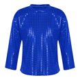 thumbnail image 1 of Alvivi Kids Girls Boys Shiny Metallic Long Sleeve Sports Dance Crop Top T-Shirt Jazz Hip-Hop Dancewer Royal Blue 6-7, 1 of 7